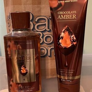 Bath & Body Works Chocolate Amber Body Wash and Cream